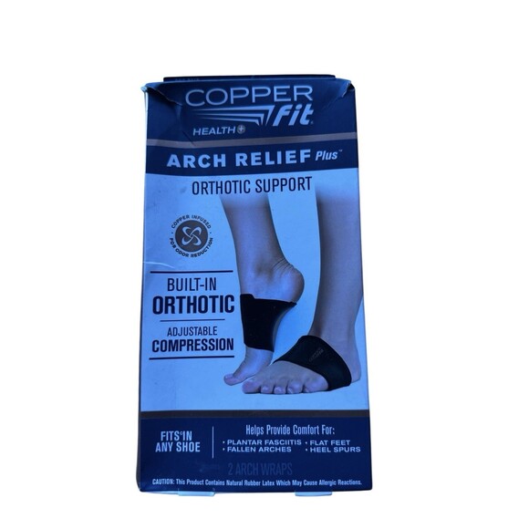 Copper Fit Health Arch Relief Plus Orthotic Support  Set of 2 Arch Wraps Black - Picture 3 of 4